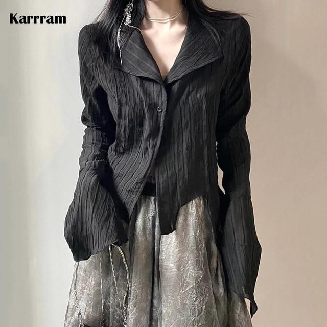Gothic Irregular Y2K Dark Aesthetic Shirt for Women