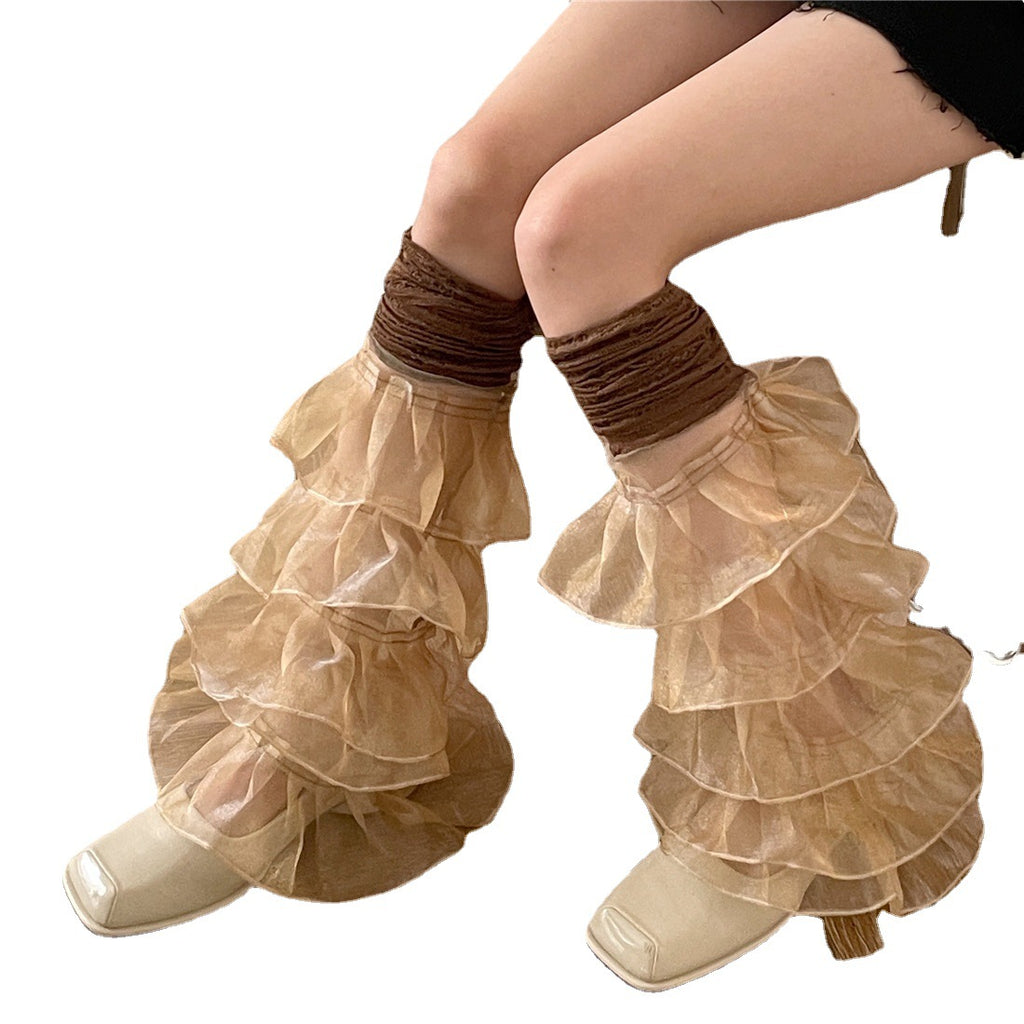 Y2K Aesthetic Lace-Trimmed Leg Warmers for Trendy Style