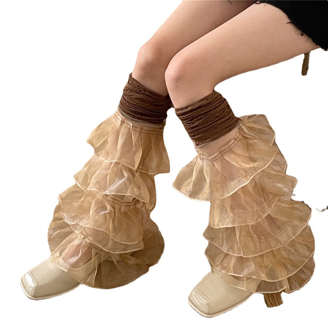 Y2K Aesthetic Lace-Trimmed Leg Warmers for Trendy Style