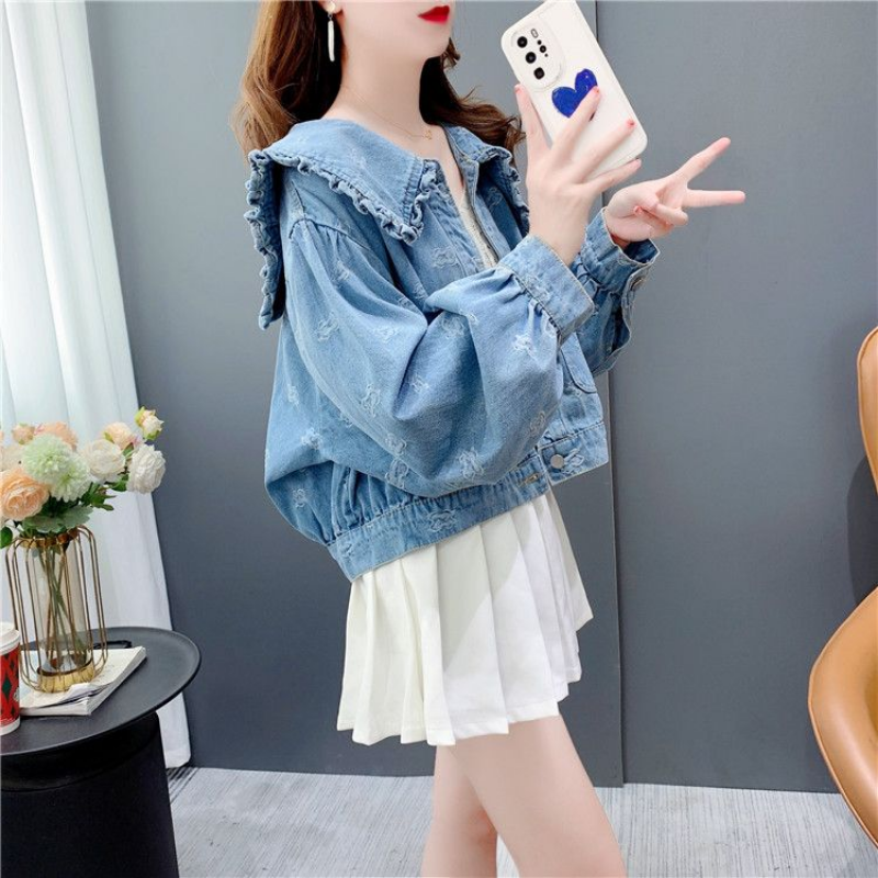 New Women's Jean Jacket with Doll Collar Y2K Fashion
