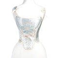 European Style Floral Embroidery Corset Top