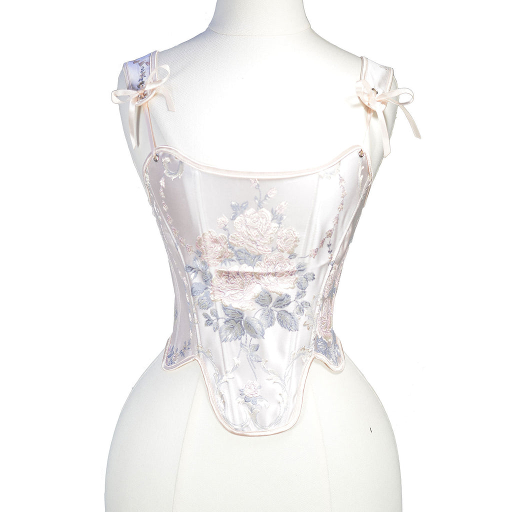 European Style Floral Embroidery Corset Top