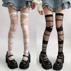 Y2K Striped Over-the-Knee Stockings with Straps