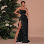 Elegant Satin Strapless Slim Dress – Y2K Party Wear