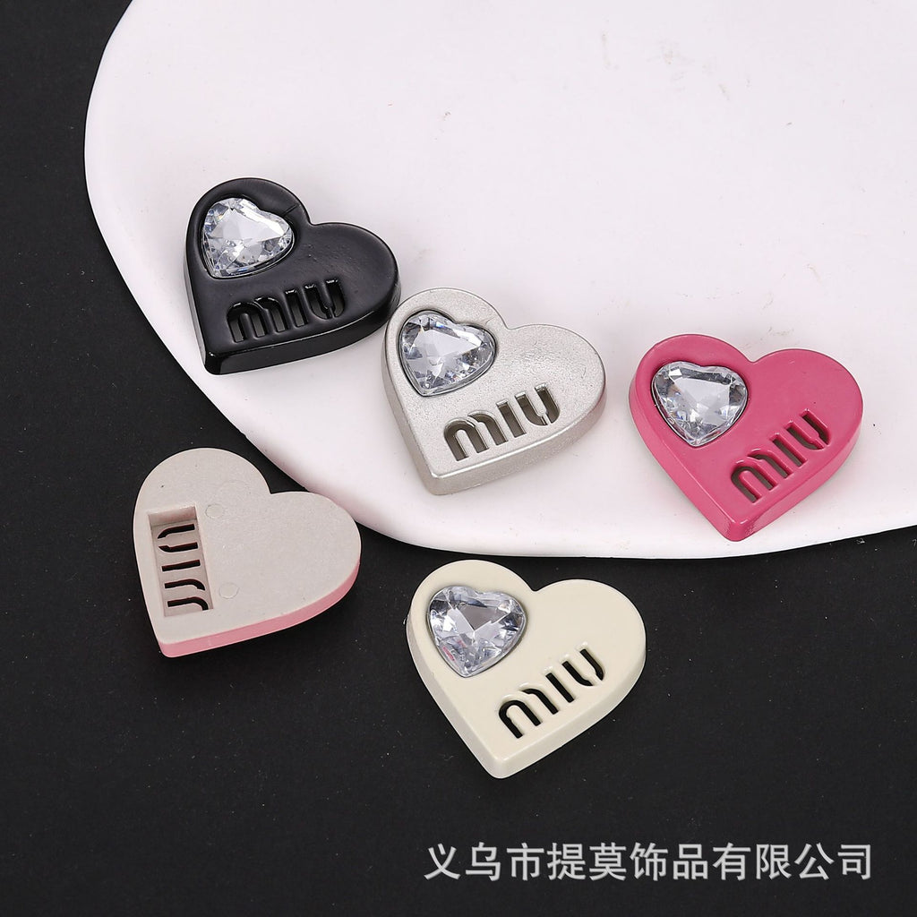 Y2K Pink Heart Rhinestone Star Accessories and Clips