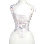 European Style Floral Embroidery Corset Top
