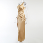 Elegant Satin Strapless Slim Dress – Y2K Party Wear
