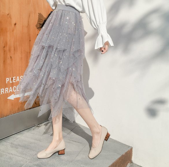 Sheer Tulle Skirt, Fairy Skirt, Sequin Midi Skirt