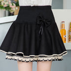 Lace Pleated Skirt, Wool Midi Skirt, A-Line Mini Skirt