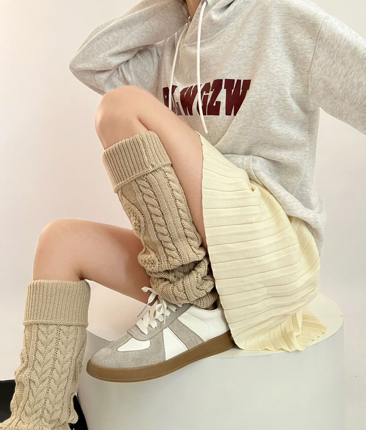 Heart ROMBUS Twist Flanging Thigh High Socks for Girls