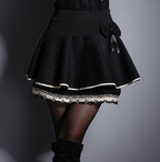 Lace Pleated Skirt, Wool Midi Skirt, A-Line Mini Skirt