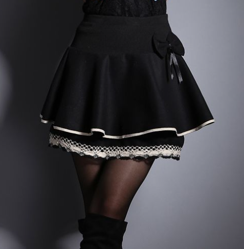 Lace Pleated Skirt, Wool Midi Skirt, A-Line Mini Skirt