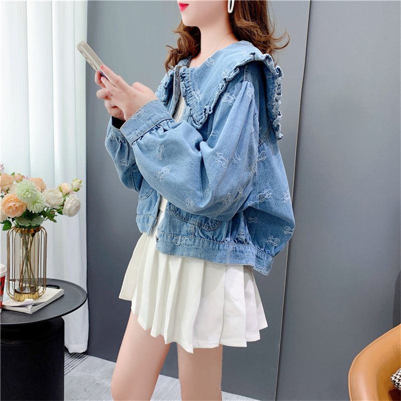 New Women's Jean Jacket with Doll Collar Y2K Fashion
