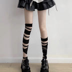 Y2K Striped Over-the-Knee Stockings with Straps