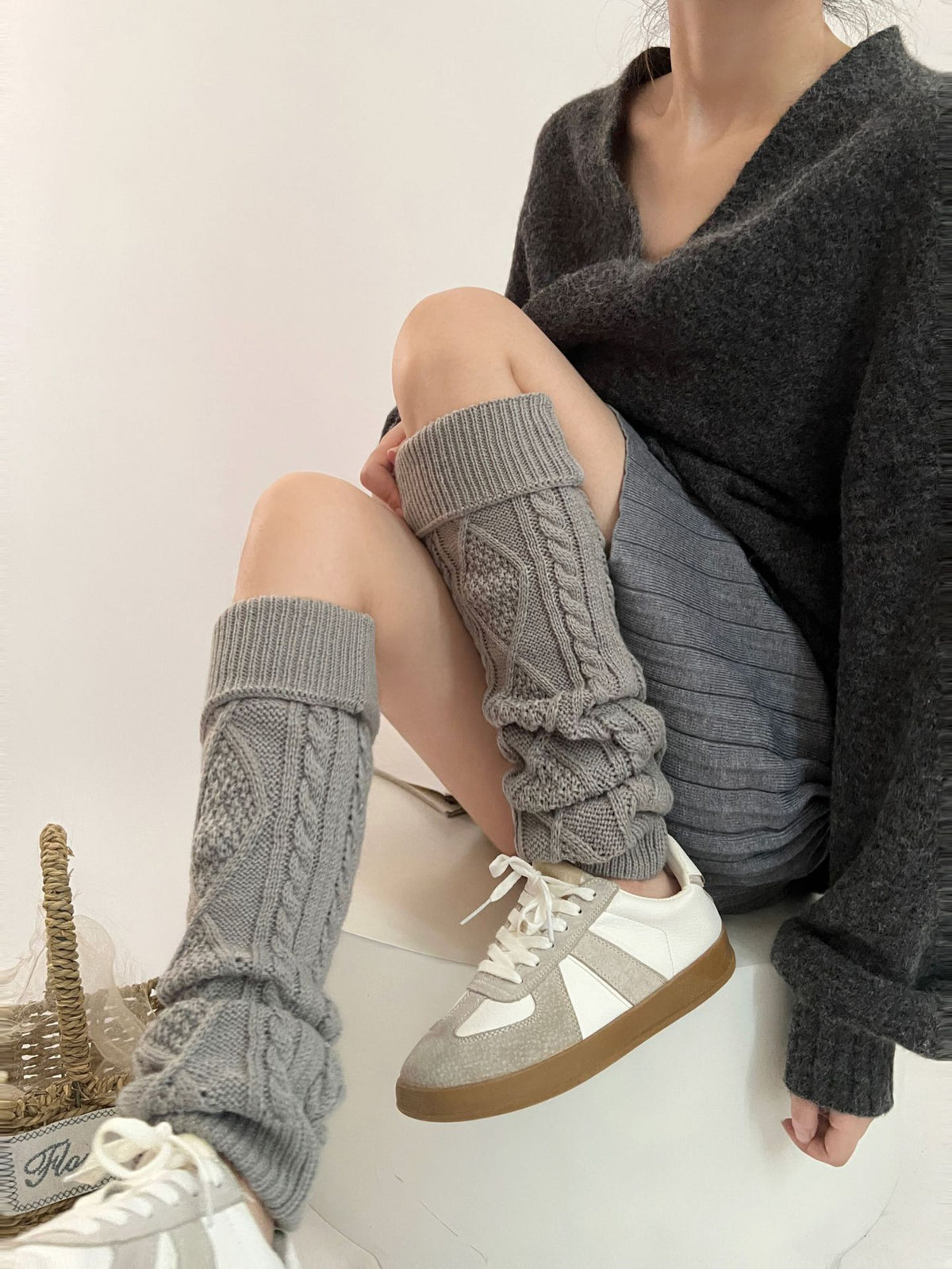 Heart ROMBUS Twist Flanging Thigh High Socks for Girls