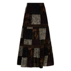 Y2K Brown Pleated Bohemian Grunge Long Skirt for Women