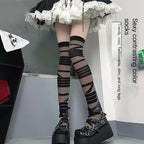 Y2K Striped Over-the-Knee Stockings with Straps