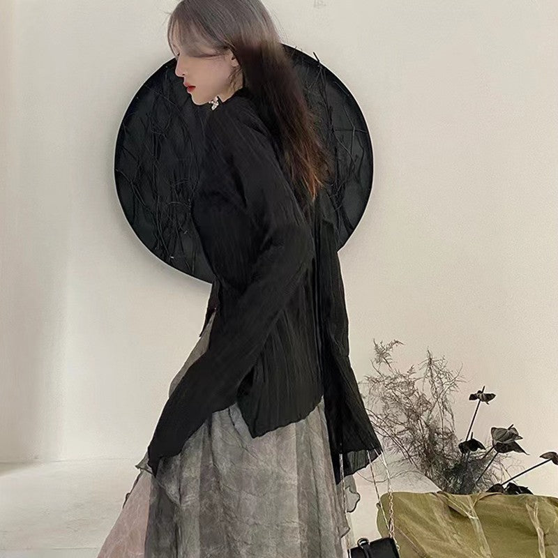 Gothic Irregular Y2K Dark Aesthetic Shirt for Women
