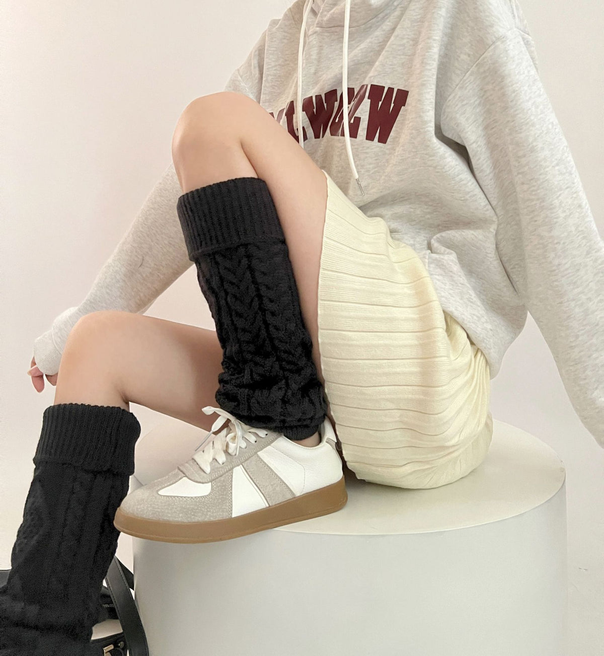 Heart ROMBUS Twist Flanging Thigh High Socks for Girls