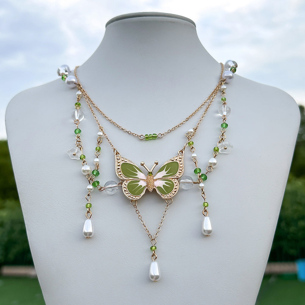 Y2K Butterfly Choker Necklace with Unique Bead Design