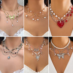 Y2K Butterfly Choker Necklace with Unique Bead Design
